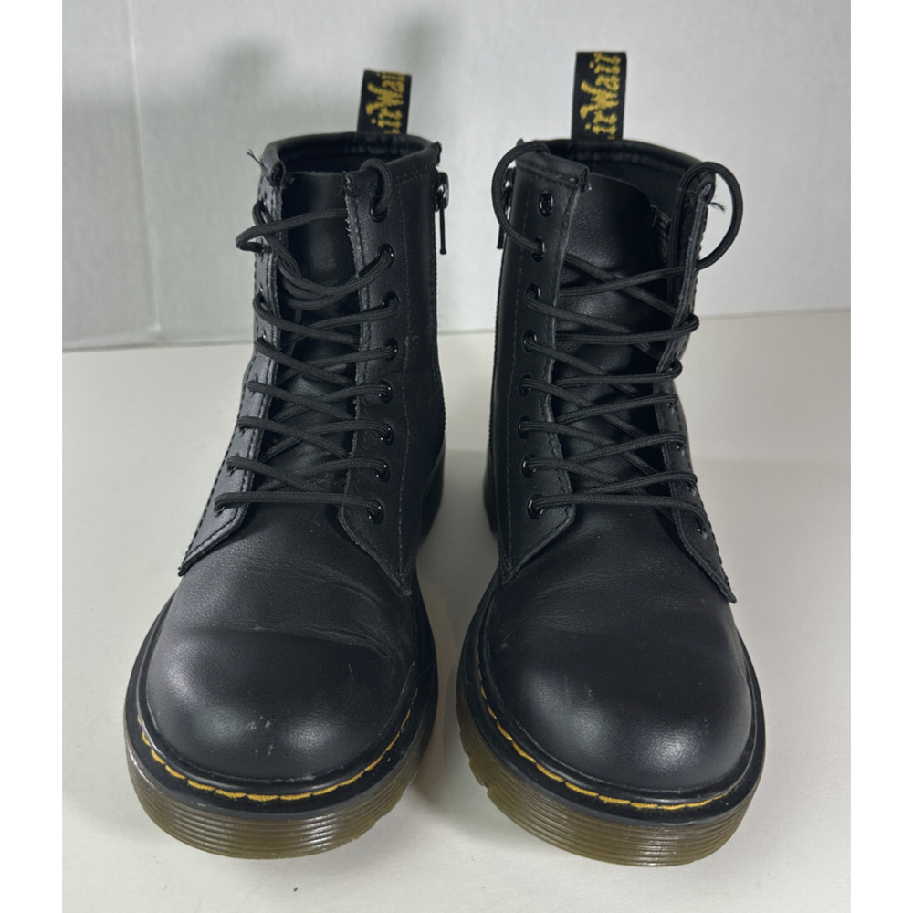 Dr. Martens Junior 1460 Softy T Black Leather Lace-Up Side Zip Boots Kids Size 2 - Picture 14 of 14